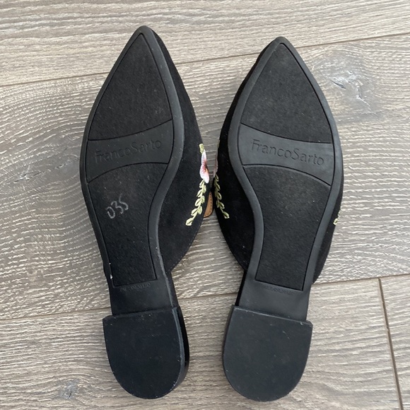 Franco Sarto Black Floral Embroidered Mules - Brand New - Picture 4 of 4